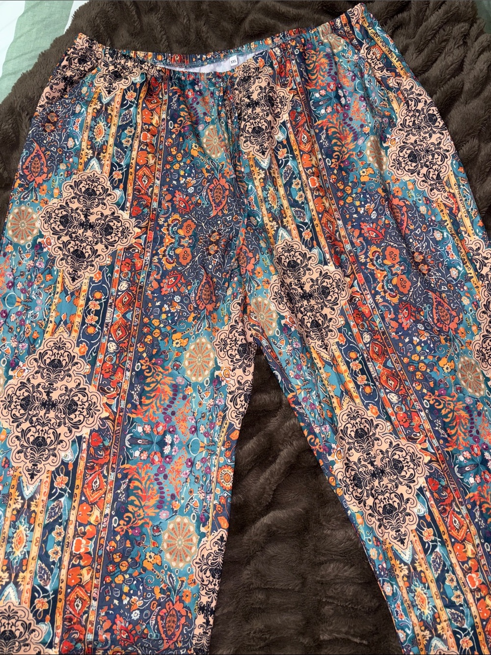 Boho Floral Print Pull-On Wide Leg Pants